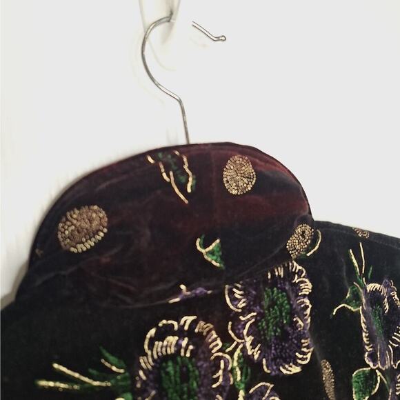 Vintage 90s Nah Nah Jonathan Tait Cropped Velvet Jacket 4P Bolero Flocked Floral - Picture 12 of 13